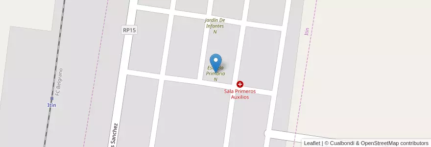 Mapa de ubicacion de Escuela Primaria N en Arjantin, Chaco, Departamento Dos De Abril, Municipio De Hermoso Campo, Itín.