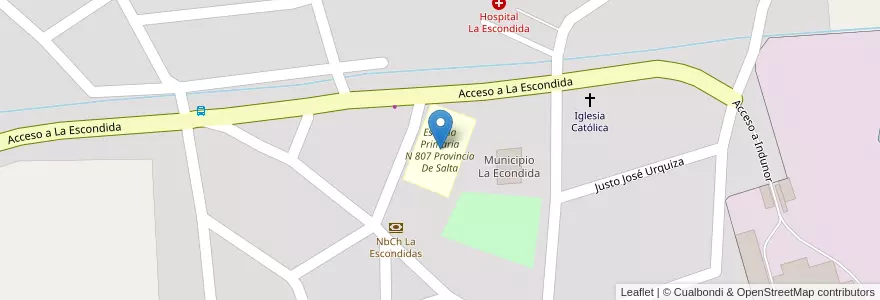 Mapa de ubicacion de Escuela Primaria N 807 Provincia De Salta en Arjantin, Chaco, Departamento General Dónovan, Municipio De La Escondida, La Escondida.