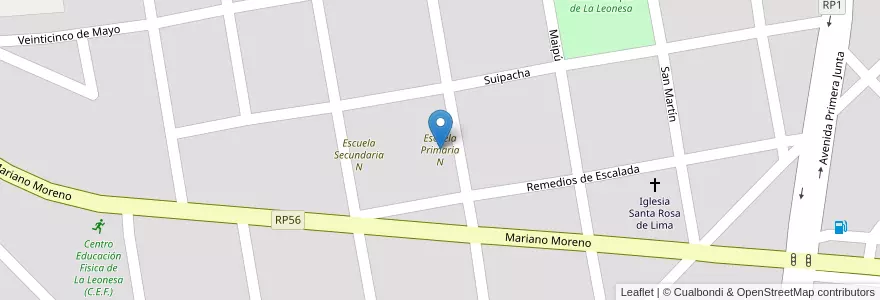 Mapa de ubicacion de Escuela Primaria N en Argentine, Chaco, Departamento Bermejo, Municipio De La Leonesa, La Leonesa - Las Palmas.