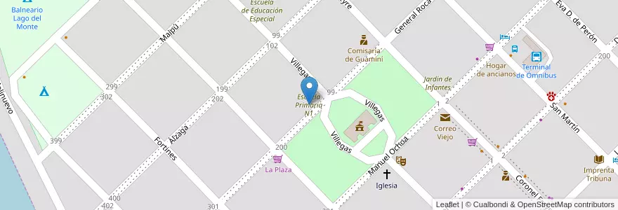 Mapa de ubicacion de Escuela Primaria N1 en Arjantin, Buenos Aires, Partido De Guaminí, Guaminí.