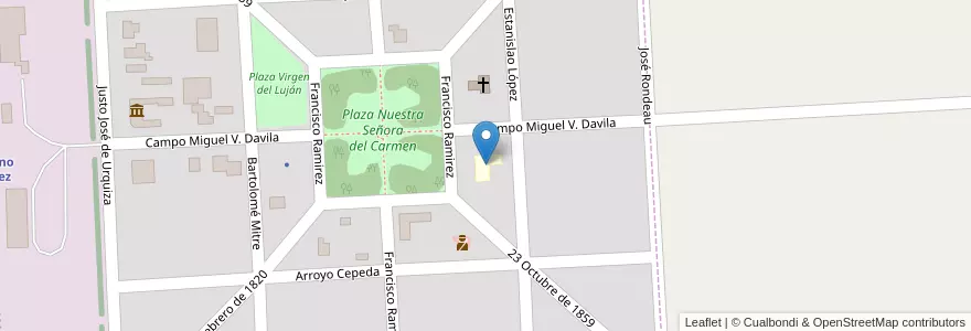 Mapa de ubicacion de Escuela Primaria n14 "Senador Miguel Victoriano Dávila" en アルゼンチン, ブエノスアイレス州, Partido De Pergamino, Mariano Benítez.