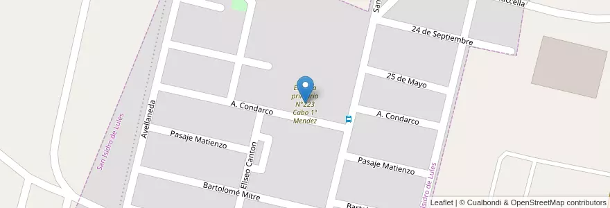 Mapa de ubicacion de Escuela primaria N°223 Cabo 1° Mendez en الأرجنتين, Tucumán, Departamento Lules, Municipio De Lules, San Isidro De Lules.