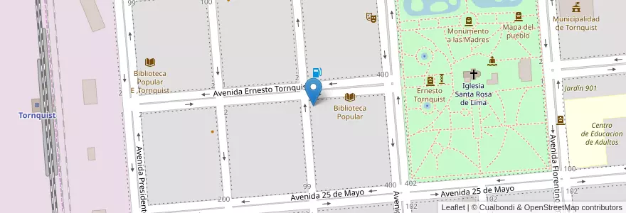 Mapa de ubicacion de Escuela Primaria N°28 en 阿根廷, 布宜诺斯艾利斯省, Partido De Tornquist, Tornquist.