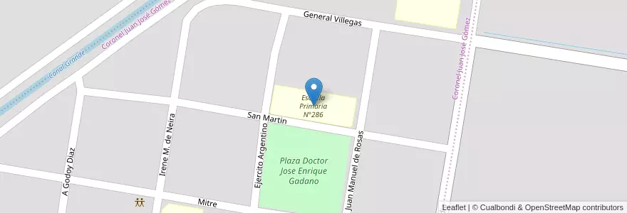 Mapa de ubicacion de Escuela Primaria N°286 en الأرجنتين, ريو نيغرو, General Roca, Departamento General Roca.