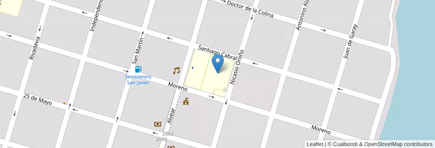Mapa de ubicacion de Escuela Primaria N°435 Juan Bautista Alberdi en アルゼンチン, サンタフェ州, Departamento San Javier, Municipio De San Javier.