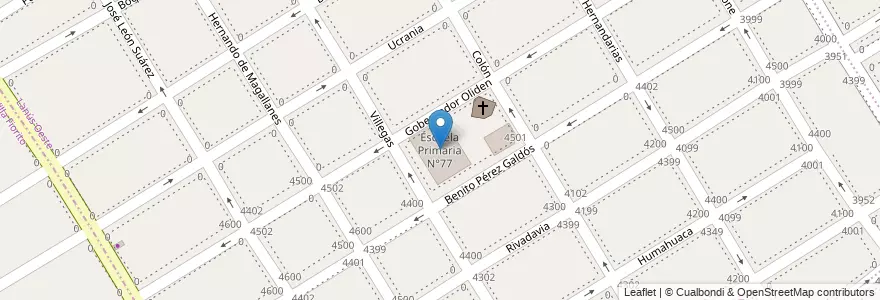 Mapa de ubicacion de Escuela Primaria N°77 en Argentina, Buenos Aires, Partido De Lanús, Lanús Oeste.