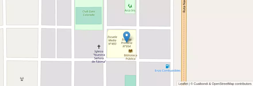 Mapa de ubicacion de Escuela Primaria N°954 en Argentina, Santa Fe, Municipio De Gato Colorado, Gato Colorado.