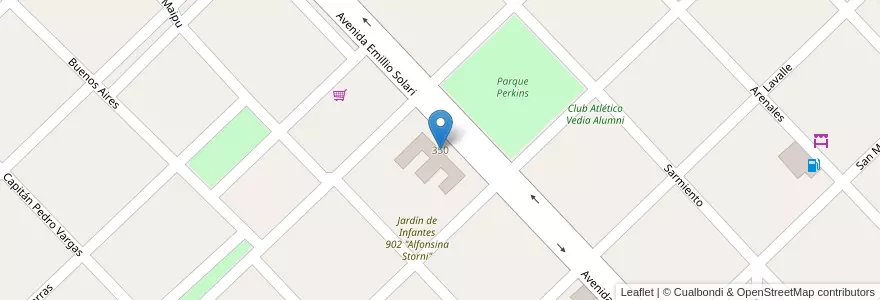 Mapa de ubicacion de Escuela Primaria Nº 1 "Edmundo Banbury Perkins" en Argentina, Provincia Di Buenos Aires, Partido De Leandro N. Alem.