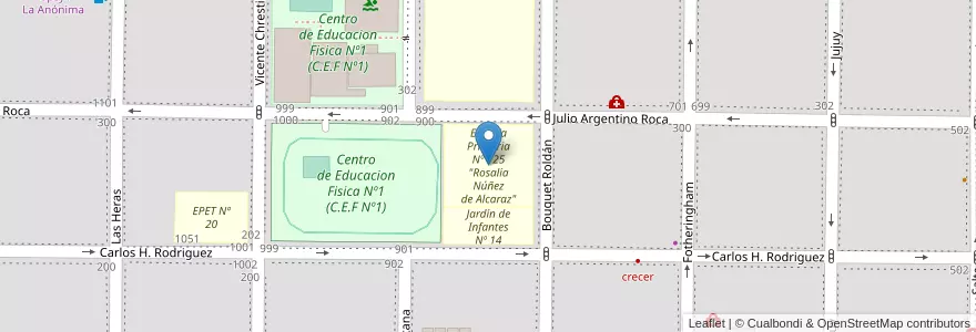 Mapa de ubicacion de Escuela Primaria Nº 125 "Rosalía Núñez de Alcaraz" en Argentina, Chile, Wilayah Neuquén, Departamento Confluencia, Municipio De Neuquén, Neuquén.