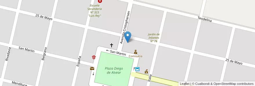 Mapa de ubicacion de Escuela Primaria Nº 174 en Argentinië, Santa Fe, Departamento General López, Municipio De Diego De Alvear.