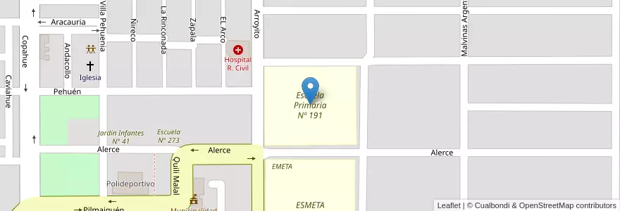 Mapa de ubicacion de Escuela Primaria Nº 191 en アルゼンチン, チリ, ネウケン州, Departamento Añelo, San Patricio Del Chañar, San Patricio Del Chañar.