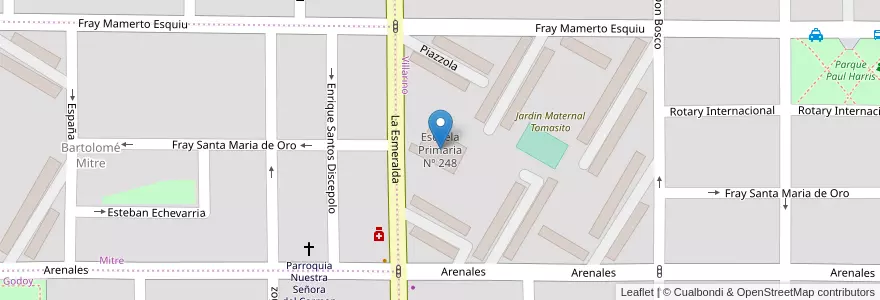 Mapa de ubicacion de Escuela Primaria Nº 248 en 阿根廷, 智利, 内格罗河省, Cipolletti, Departamento General Roca.