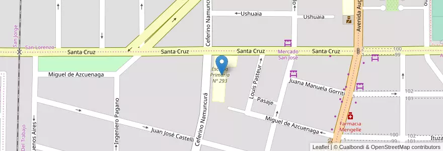Mapa de ubicacion de Escuela Primaria Nº 293 en Arjantin, Şili, Río Negro, Cipolletti, Departamento General Roca.