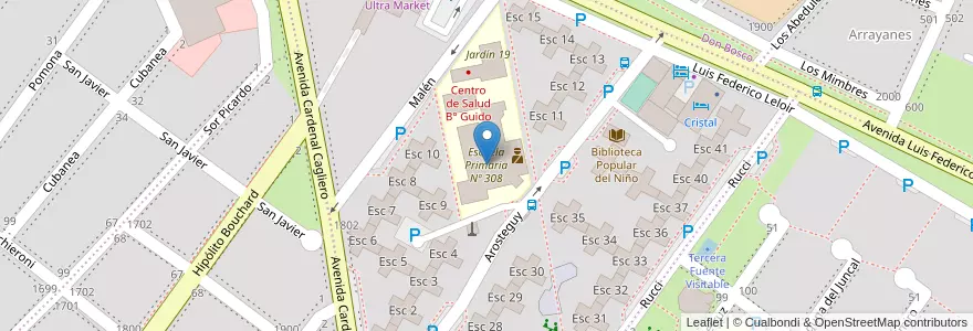Mapa de ubicacion de Escuela Primaria Nº 308 en آرژانتین, استان ریو نگرو، آرژانتین, Departamento Adolfo Alsina, Viedma, Viedma.
