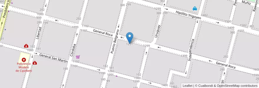 Mapa de ubicacion de Escuela Primaria nº 33 S.S. Juan XXIII en 아르헨티나, 칠레, 리오네그로주, Cipolletti, Departamento General Roca.