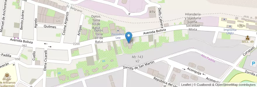 Mapa de ubicacion de Escuela Primaria Nº 335 Naciones Unidas en 아르헨티나, Jujuy, Departamento Doctor Manuel Belgrano, Municipio De San Salvador De Jujuy.