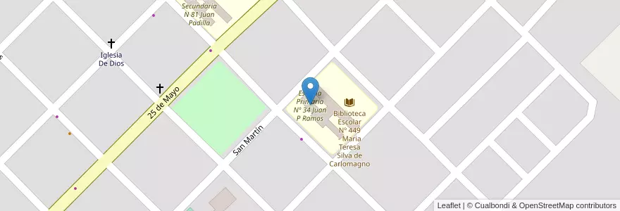 Mapa de ubicacion de Escuela Primaria Nº 34 Juan P Ramos en 阿根廷, Chaco, Departamento General Dónovan, Municipio De Makallé, Makallé.