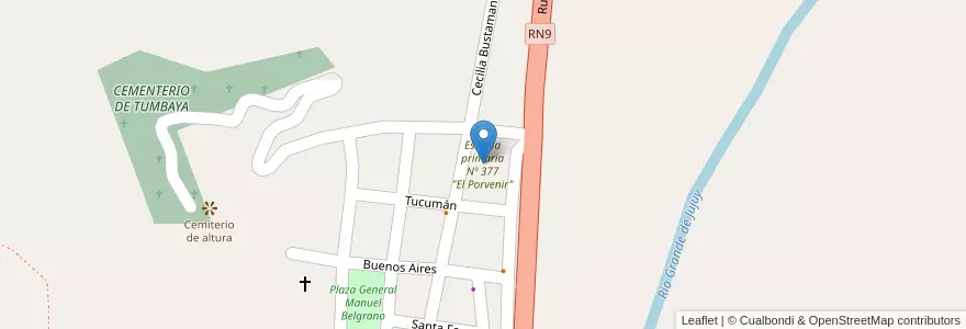 Mapa de ubicacion de Escuela primaria Nº 377 "El Porvenir" en アルゼンチン, フフイ州, Departamento Tumbaya, Municipio De Tumbaya.