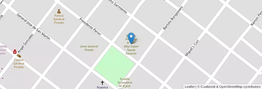 Mapa de ubicacion de Escuela Primaria Nº 387 Alba Isabel Tejeda Favarón en 阿根廷, Chaco, Departamento Doce De Octubre, Municipio De General Pinedo, General Pinedo.