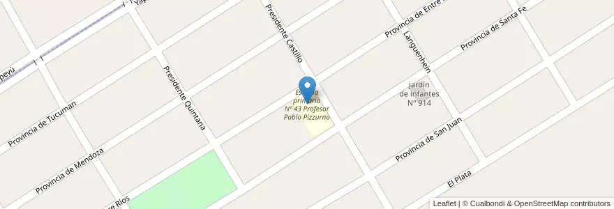 Mapa de ubicacion de Escuela primaria Nº 43 Profesor Pablo Pizzurno en 阿根廷, 布宜诺斯艾利斯省, Partido De Almirante Brown, Glew.
