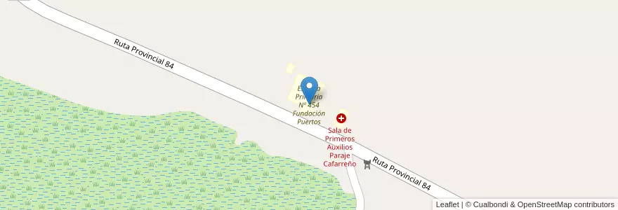 Mapa de ubicacion de Escuela Primaria Nº 454 Fundación Puertos en アルゼンチン, コリエンテス州, Departamento Lavalle, Municipio De Yatay Tí Calle, Cafarreño.