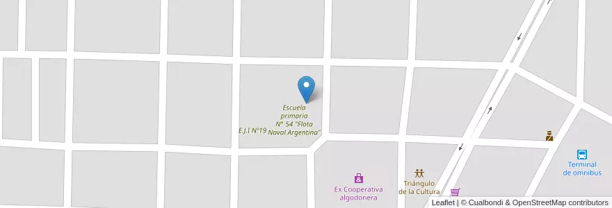 Mapa de ubicacion de Escuela primaria nº 54 "Flota Naval Argentina" en Аргентина, Формоса, Departamento Pirané, Municipio De Villa Dos Trece, Villa Dos Trece.