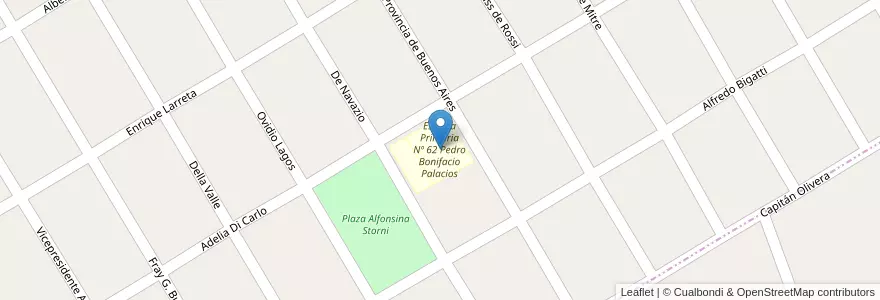 Mapa de ubicacion de Escuela Primaria Nº 62 Pedro Bonifacio Palacios en Argentine, Province De Buenos Aires, Partido De Almirante Brown, Glew.