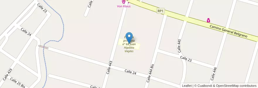 Mapa de ubicacion de Escuela primaria nº 68 Juan Hipólito Vieytes, City Bell en Argentina, Provincia Di Buenos Aires, Partido De La Plata, City Bell.