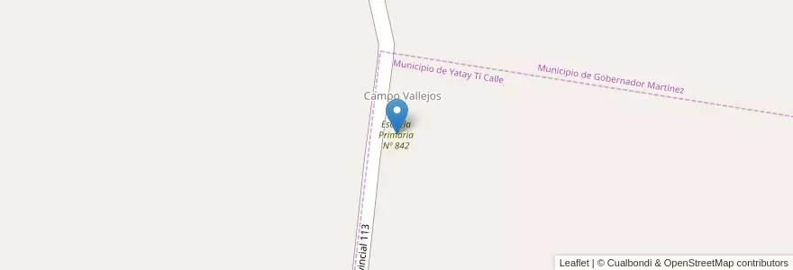 Mapa de ubicacion de Escuela Primaria Nº 842 en アルゼンチン, コリエンテス州, Departamento Lavalle, Municipio De Yatay Tí Calle.