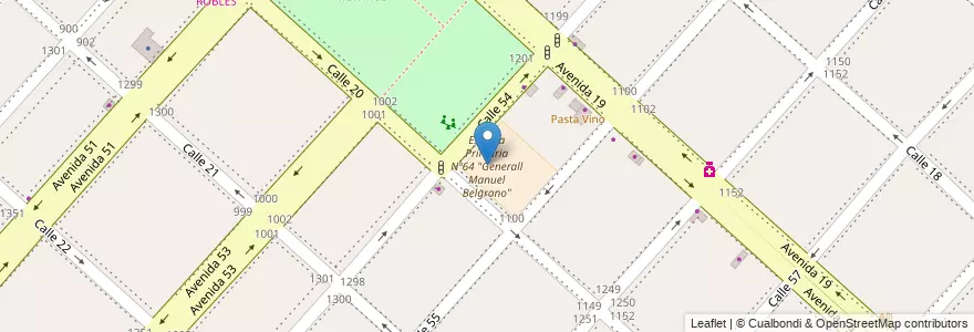 Mapa de ubicacion de Escuela Primaria Nº64 "Generall Manuel Belgrano", Casco Urbano en Arjantin, Buenos Aires, Partido De La Plata, La Plata.