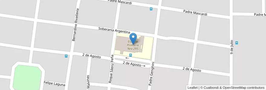Mapa de ubicacion de Escuela Primaria Nro 295 en アルゼンチン, チリ, リオネグロ州, Departamento Bariloche, Municipio De San Carlos De Bariloche, San Carlos De Bariloche.