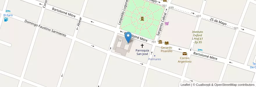 Mapa de ubicacion de Escuela Primaria P/Adolesc.Y Adultos Nº 24 San Jose Obrero en 阿根廷, Corrientes, Departamento Saladas, Saladas.