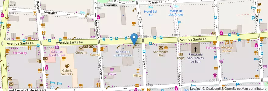 Mapa de ubicacion de Escuela Primaria p/Adultos 03 Doctor Onésimo Leguizamón, Recoleta en 아르헨티나, Ciudad Autónoma De Buenos Aires, Comuna 2, Comuna 1, 부에노스아이레스.