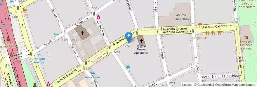 Mapa de ubicacion de Escuela Primaria p/Adultos 07 Juan de Garay, Barracas en アルゼンチン, Ciudad Autónoma De Buenos Aires, Comuna 4, Comuna 1, ブエノスアイレス.