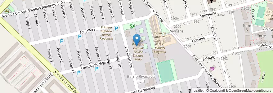 Mapa de ubicacion de Escuela Primaria p/Adultos 12 José Enrique Rodó, Flores en Argentine, Ciudad Autónoma De Buenos Aires, Comuna 7, Buenos Aires.