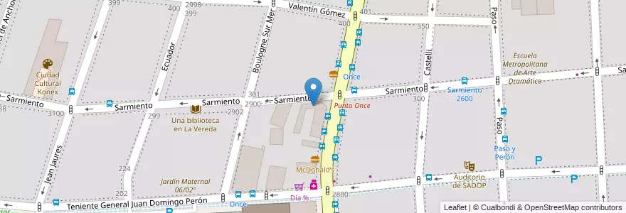 Mapa de ubicacion de Escuela Primaria p/Adultos 16 Presidente Mitre, Balvanera en アルゼンチン, Ciudad Autónoma De Buenos Aires, Comuna 3, ブエノスアイレス.