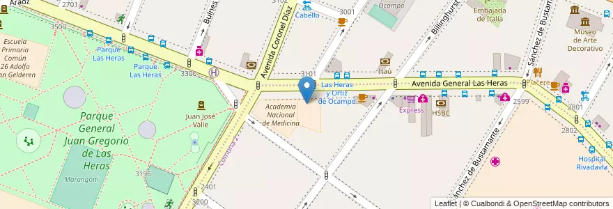 Mapa de ubicacion de Escuela Primaria p/Adultos 18 Doctor Rafael Herrera Vegas, Recoleta en Argentina, Ciudad Autónoma De Buenos Aires, Comuna 2, Buenos Aires.