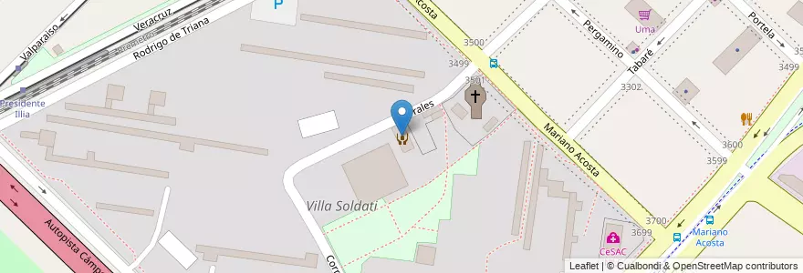 Mapa de ubicacion de Escuela Primaria p/Adultos 18 San Juan Bautista de La Salle, Villa Soldati en Arjantin, Ciudad Autónoma De Buenos Aires, Buenos Aires, Comuna 8.