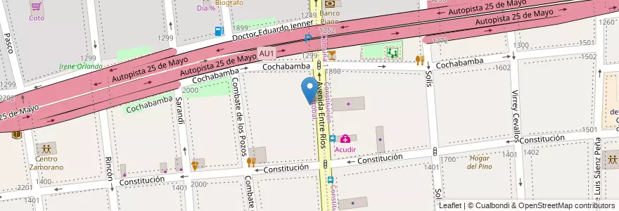 Mapa de ubicacion de Escuela Primaria p/Adultos 22 Carlos Pellegrini, San Cristobal en Argentina, Ciudad Autónoma De Buenos Aires, Comuna 3, Buenos Aires.