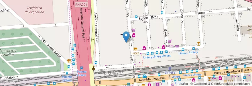 Mapa de ubicacion de Escuela Primaria p/Adultos 22 Provincia de Santa Cruz, Liniers en 阿根廷, Ciudad Autónoma De Buenos Aires, 布宜诺斯艾利斯, Partido De Tres De Febrero.