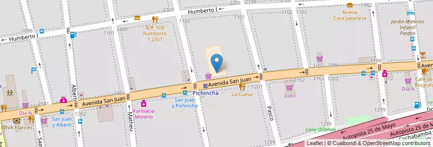 Mapa de ubicacion de Escuela Primaria p/Adultos 25 Gervasio Posadas, San Cristobal en آرژانتین, Ciudad Autónoma De Buenos Aires, Comuna 3, Buenos Aires.