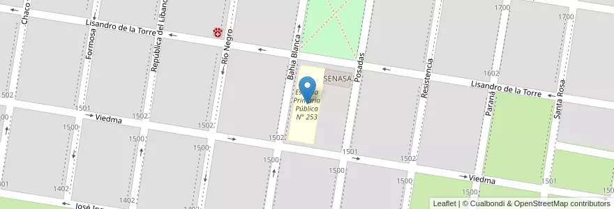 Mapa de ubicacion de Escuela Primaria Pública N° 253 en آرژانتین, استان ریو نگرو، آرژانتین, General Roca, Departamento General Roca, General Roca.