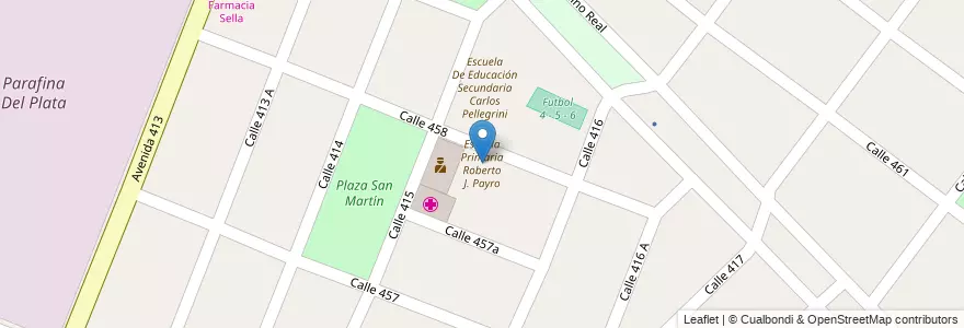 Mapa de ubicacion de Escuela Primaria Roberto J. Payro en アルゼンチン, ブエノスアイレス州, Partido De Berazategui, Juan María Gutiérrez.