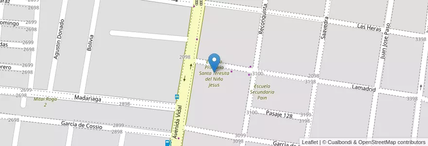Mapa de ubicacion de Escuela Primaria Santa Teresita del Niño Jesus en アルゼンチン, コリエンテス州, Departamento Capital, Corrientes, Corrientes.