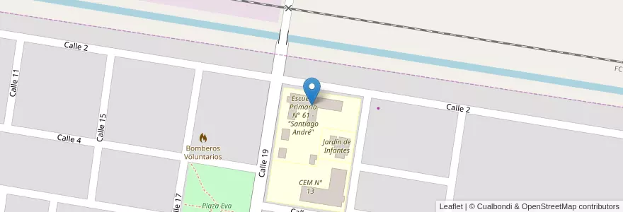 Mapa de ubicacion de Escuela Primaria Santiago André Nº 61 en Arjantin, Río Negro, Departamento General Roca, Municipio De Mainqué, Mainque.
