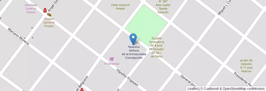 Mapa de ubicacion de Escuela Pri/Sec Privada N en Argentinië, Chaco, Departamento Doce De Octubre, Municipio De General Pinedo, General Pinedo.