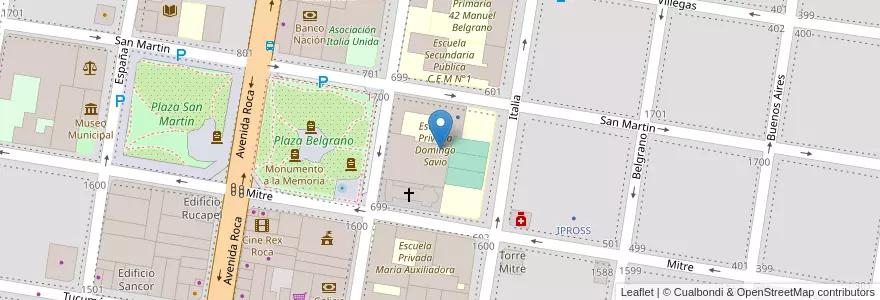 Mapa de ubicacion de Escuela Privada Domingo Savio en アルゼンチン, リオネグロ州, General Roca, Departamento General Roca, General Roca.