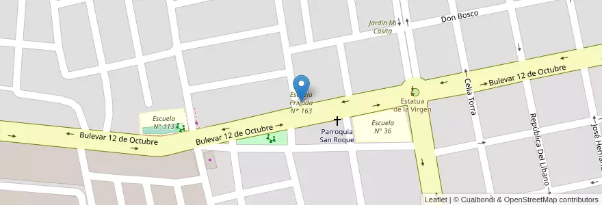 Mapa de ubicacion de Escuela Privada N* 163 en Аргентина, Междуречье, Departamento Uruguay, Distrito Molino, Concepción Del Uruguay.