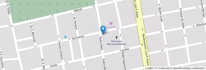 Mapa de ubicacion de Escuela Privada N°108 "María Auxiliadora" en 아르헨티나, 엔트레리오스주, Departamento Uruguay, Distrito Molino, Concepción Del Uruguay.