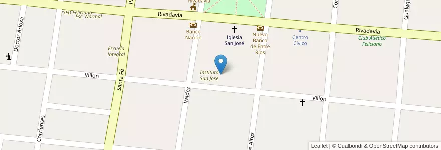 Mapa de ubicacion de Escuela Privada en 阿根廷, 恩特雷里奥斯省, Departamento Feliciano, Distrito Basualdo, San José De Feliciano.
